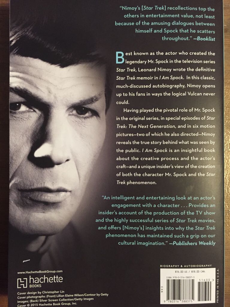 I Am Spock - Leonard Nimoy (Hachette Books - Paperback) book collectible [Barcode 9780316388375] - Main Image 2