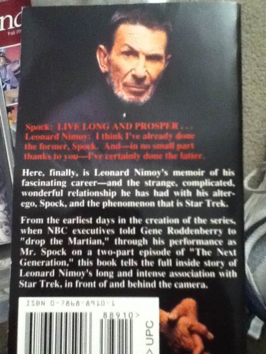 I Am Spock - Leonard Nimoy (Hyperion Books - Paperback) book collectible [Barcode 9780786889105] - Main Image 2
