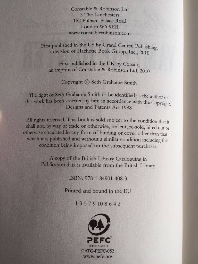 Abraham Lincoln Vampire Hunter - Seth Graham-smith (Corsair - Paperback) book collectible [Barcode 9781849014083] - Main Image 2