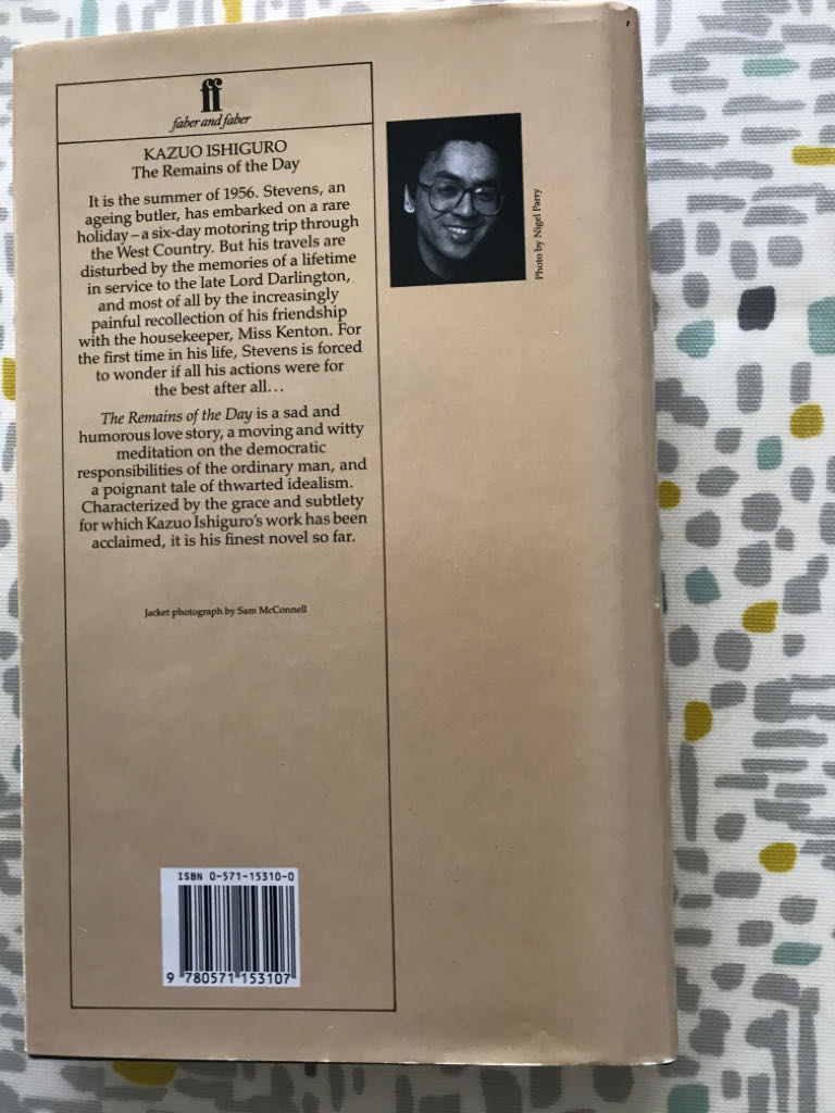 Remains of the Day, The - Kazuo Ishiguro (Faber & Faber - Hardcover) book collectible [Barcode 9780571153107] - Main Image 2