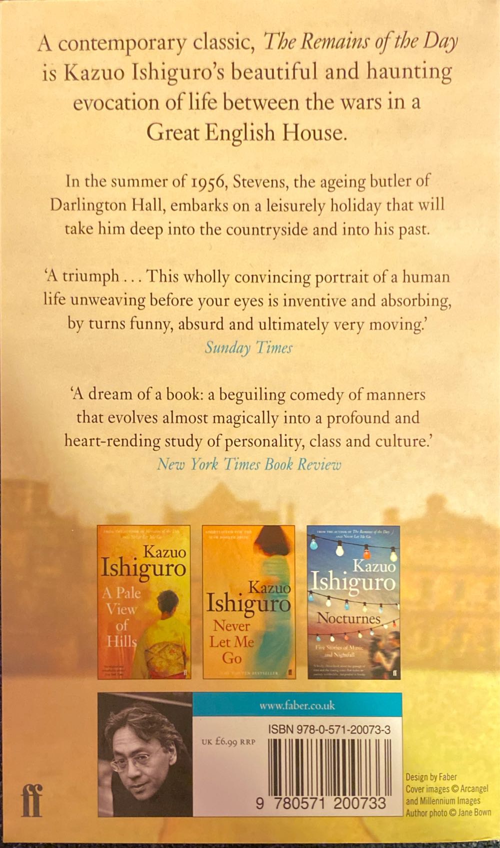 The Remains of the Day - Kazuo Ishiguro (Faber & Faber - Paperback) book collectible [Barcode 9780571200733] - Main Image 2