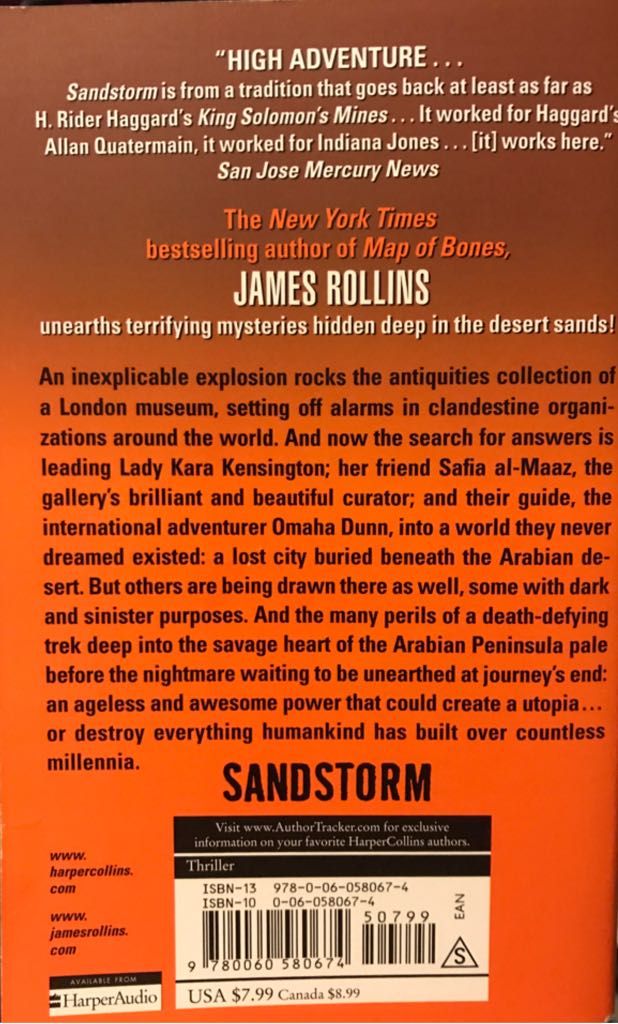 Sandstorm - James Rollins (Harper - Paperback) book collectible [Barcode 9780060580674] - Main Image 2