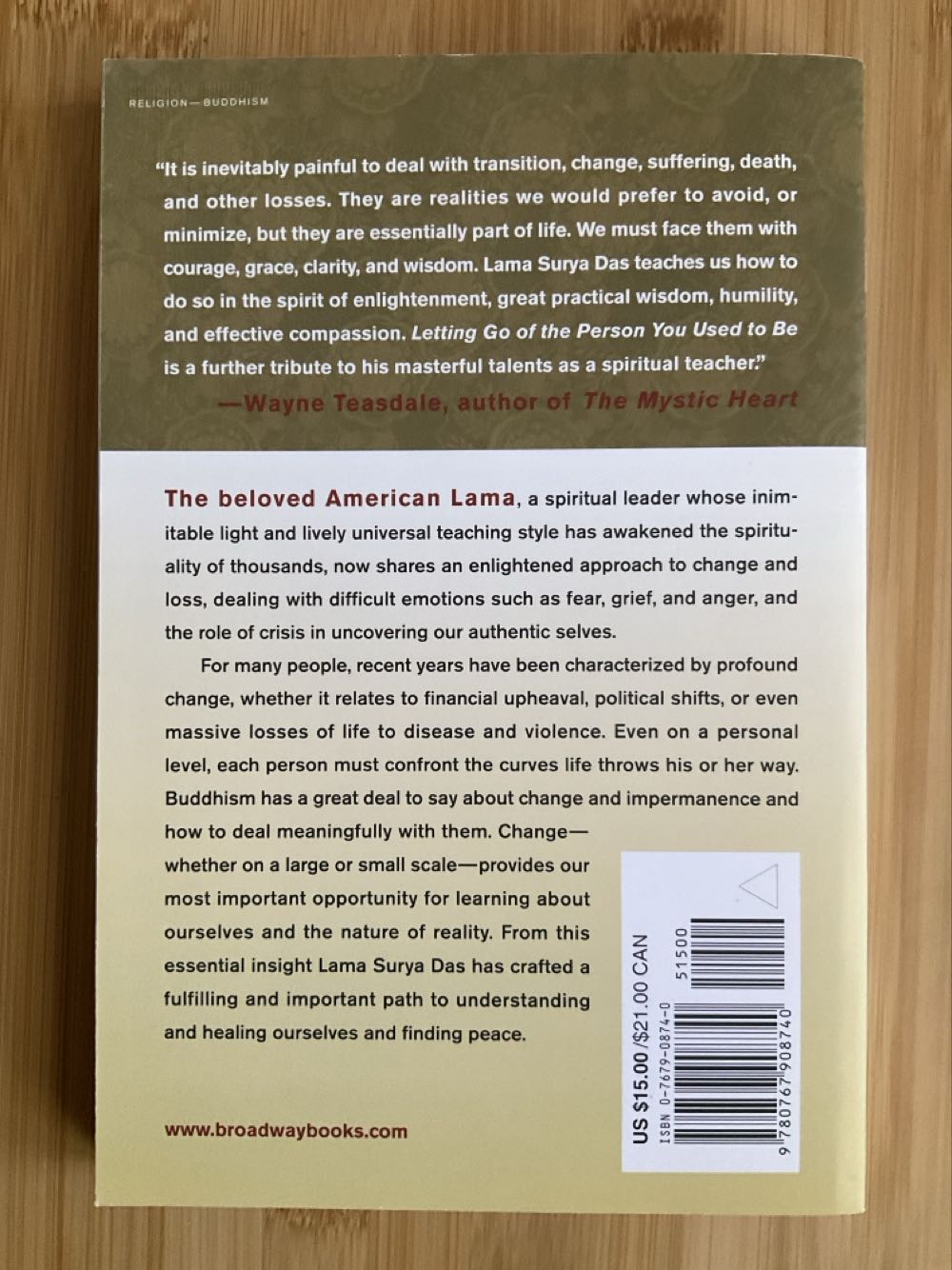 Letting Go of the Person You Used to Be - Lama Surya Das (- Paperback) book collectible [Barcode 9780767908740] - Main Image 2