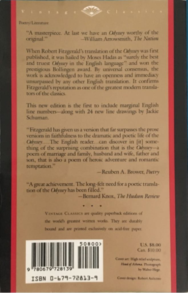The Odyssey - Homer (Vintage - Paperback) book collectible [Barcode 9780679728139] - Main Image 2