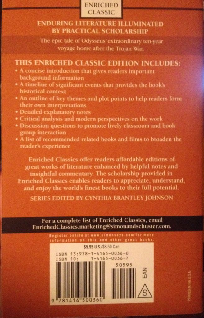 The Odyssey - Homer (Simon and Schuster - Paperback) book collectible [Barcode 9781416500360] - Main Image 2