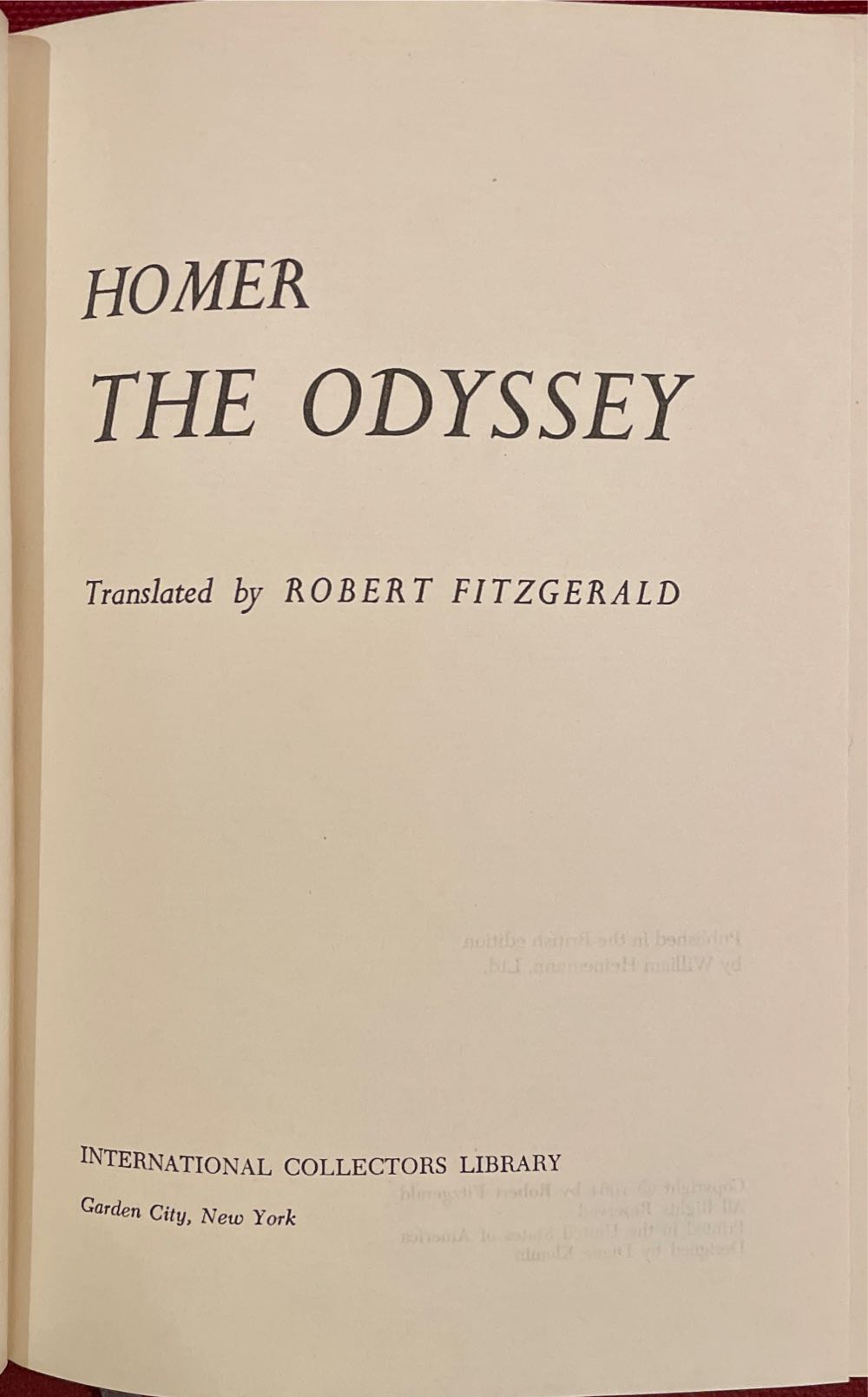 The Odyssey - Homer (International Collectors Library - Hardcover) book collectible - Main Image 3