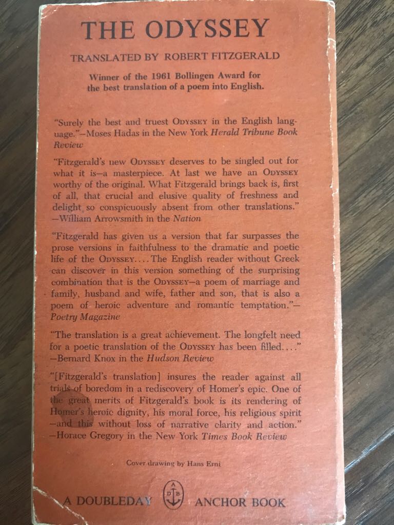 The Odyssey - Homer (A Doubleday Anchor Book - Paperback) book collectible - Main Image 2