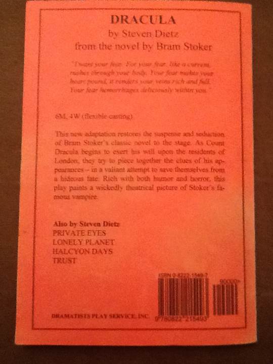 Dracula  - Bram Stoker (Dramatists Play Service, Inc.) book collectible [Barcode 9780822215493] - Main Image 2