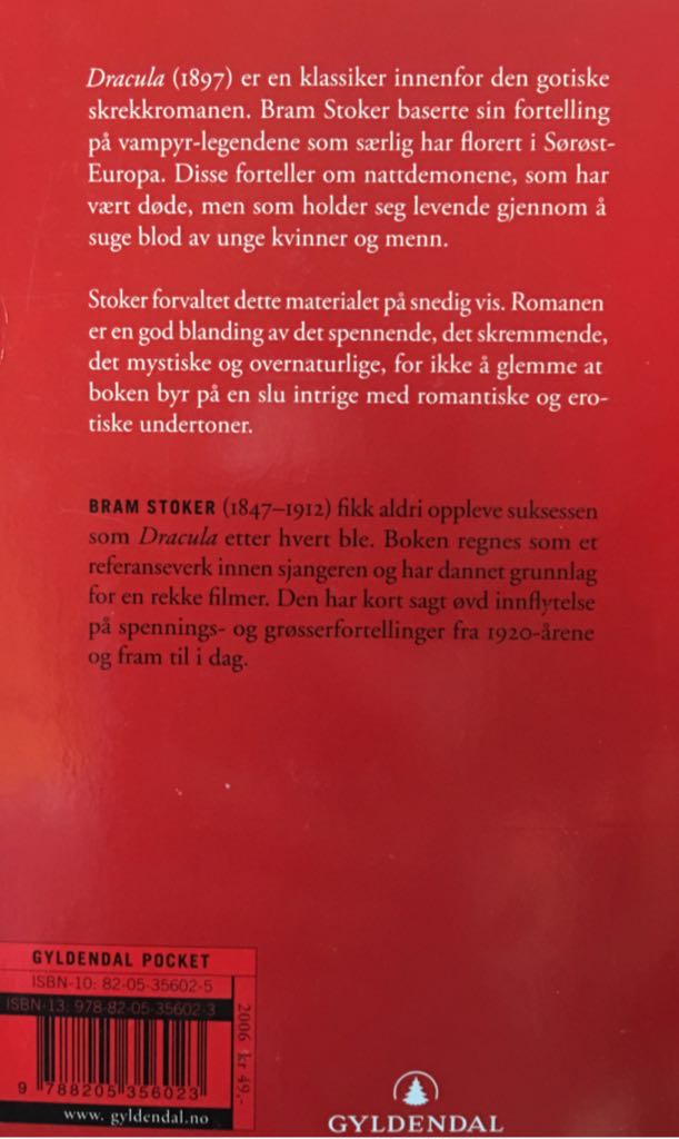 Dracula - Bram Stoker (Gyldendal Norsk Forlag AS - Paperback) book collectible - Main Image 2