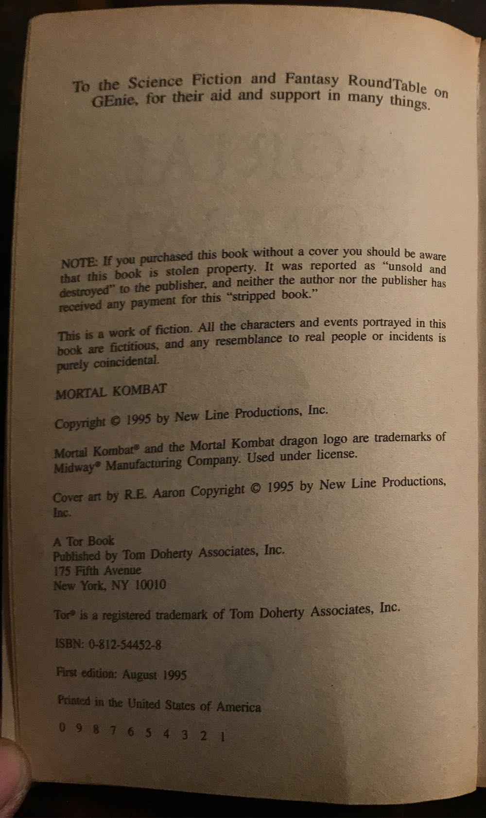 Mortal Kombat - Martin Delrio (Tor Books - Paperback) book collectible [Barcode 9780812544527] - Main Image 4