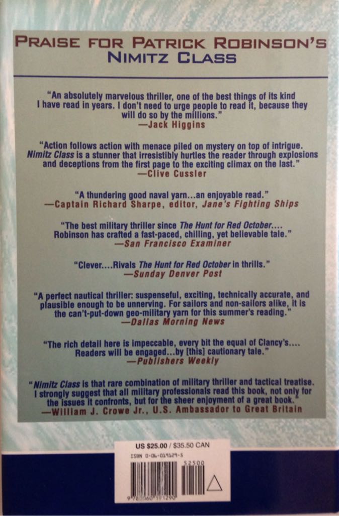 Kilo Class - Patrick Robinson (HarperCollinsPublishers - Hardcover) book collectible [Barcode 9780060191290] - Main Image 2