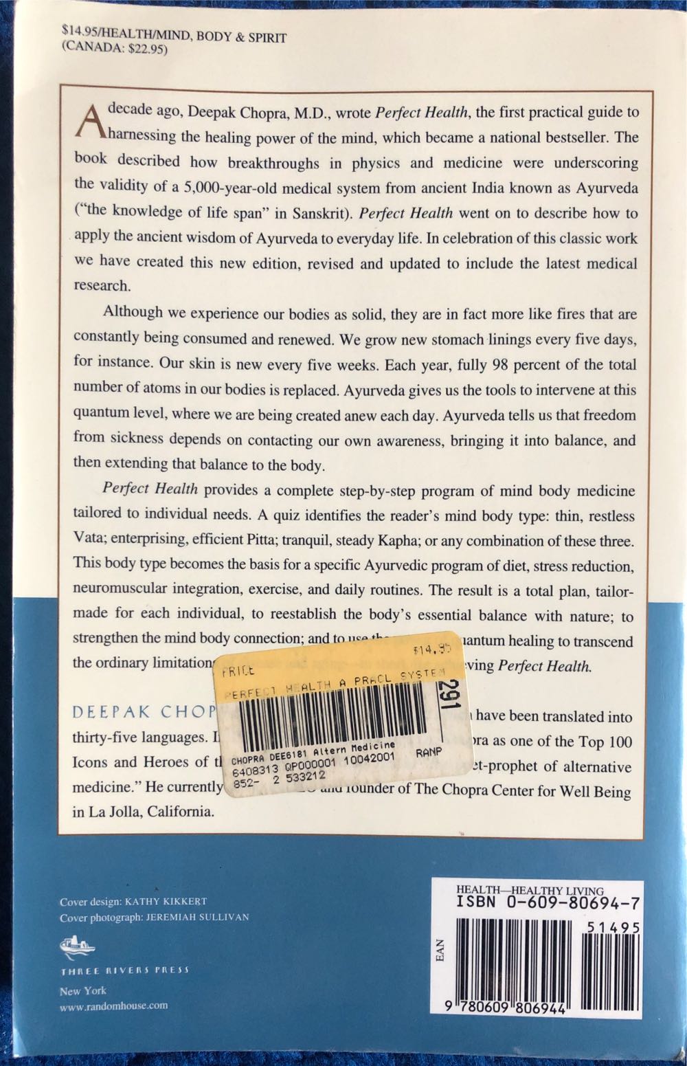 Perfect Health - Deepak Chopra (Paperback) book collectible [Barcode 9780609806944] - Main Image 2