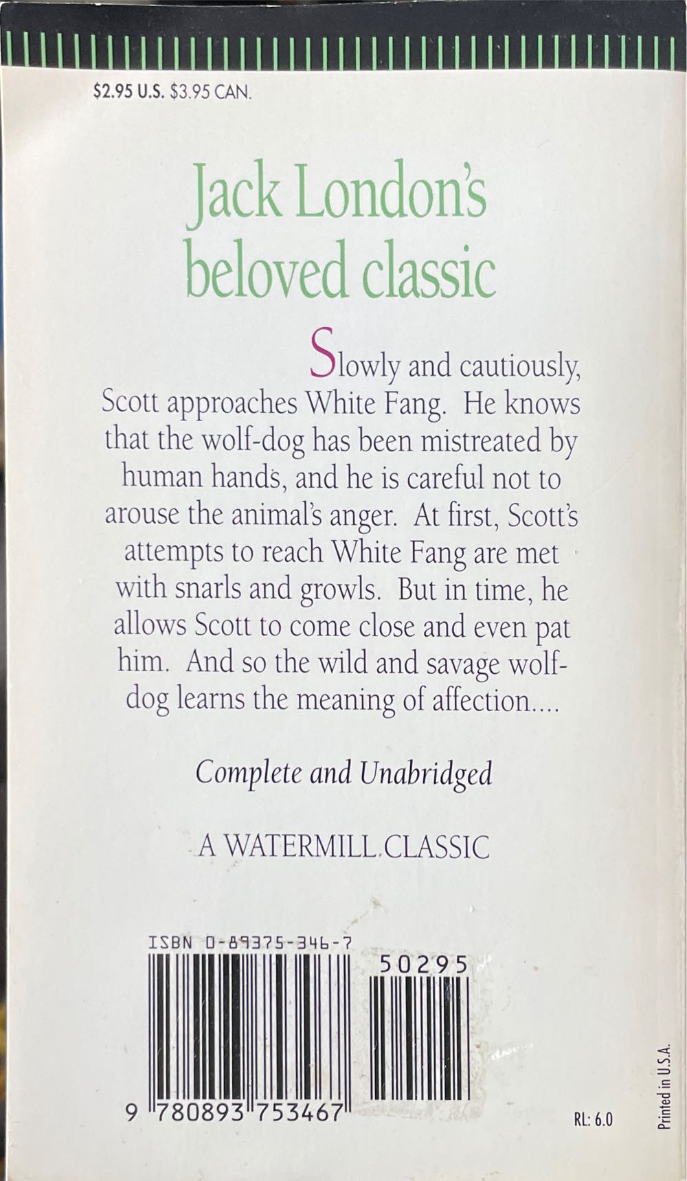 White Fang - Jack London (A Watermill Classic - Paperback) book collectible [Barcode 9780893753467] - Main Image 2