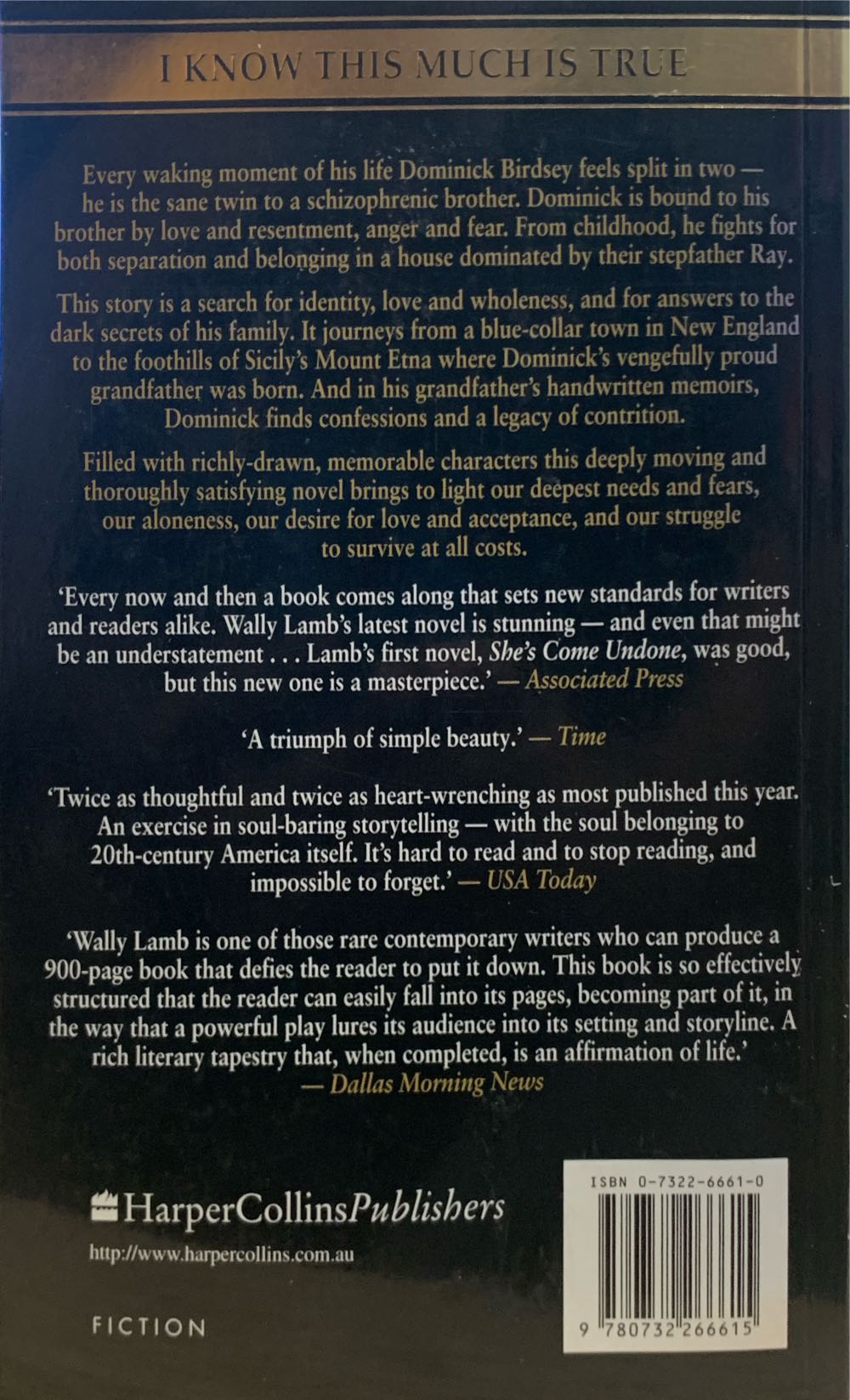 I Know This Much Is True - Wally Lamb (HarperCollins - Paperback) book collectible [Barcode 9780732266615] - Main Image 2