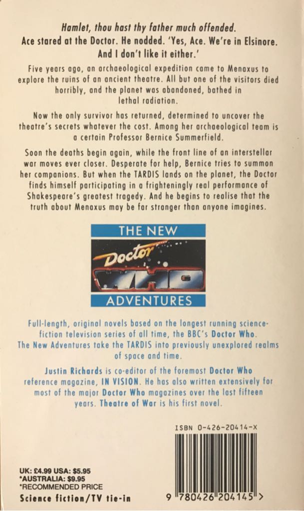 Doctor Who NA 26 - Theatre Of War - Justin Richards (Virgin Publishing - Paperback) book collectible [Barcode 9780426204145] - Main Image 2