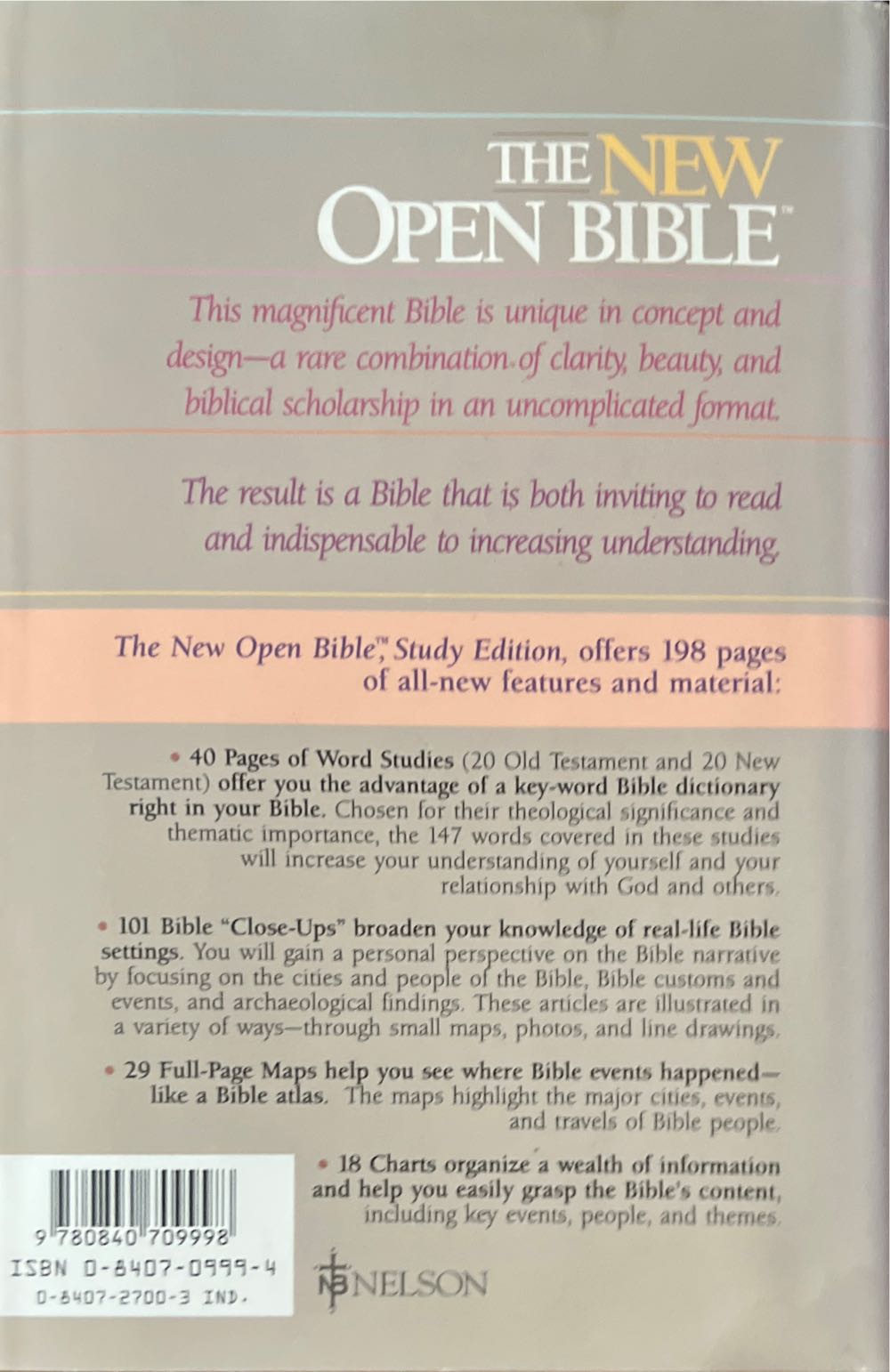 The New Open Bible - Bible (Thomas Nelson Piblishers - Hardcover) book collectible [Barcode 9780840709998] - Main Image 2