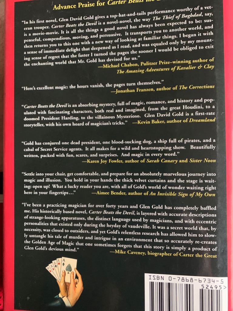 Carter Beats the Devil - Glen David Gold (Hyperion - Hardcover) book collectible [Barcode 9780786867349] - Main Image 2