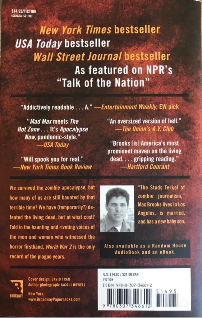 World War Z - Max Brooks (Broadway Books - Paperback) book collectible [Barcode 9780307346612] - Main Image 2