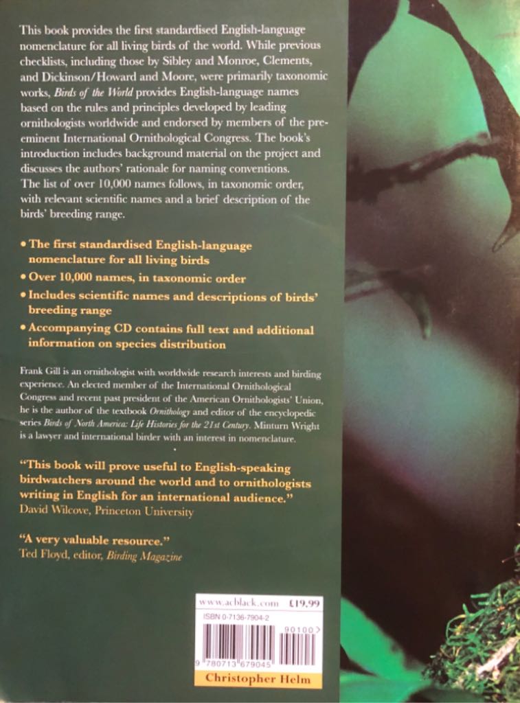 Birds Of The World: Recommended English Names - Frank Gill (Christopher Helm Publishers, Incorporated - Paperback) book collectible [Barcode 9780713679045] - Main Image 2