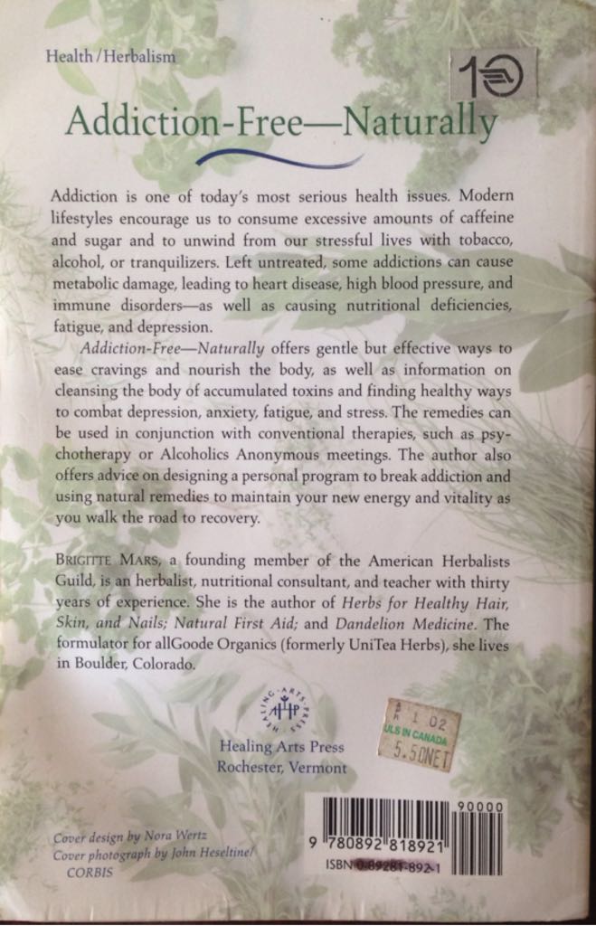 Addiction-Free Naturally  (Healing Art Press - Paperback) book collectible [Barcode 9780892818921] - Main Image 2