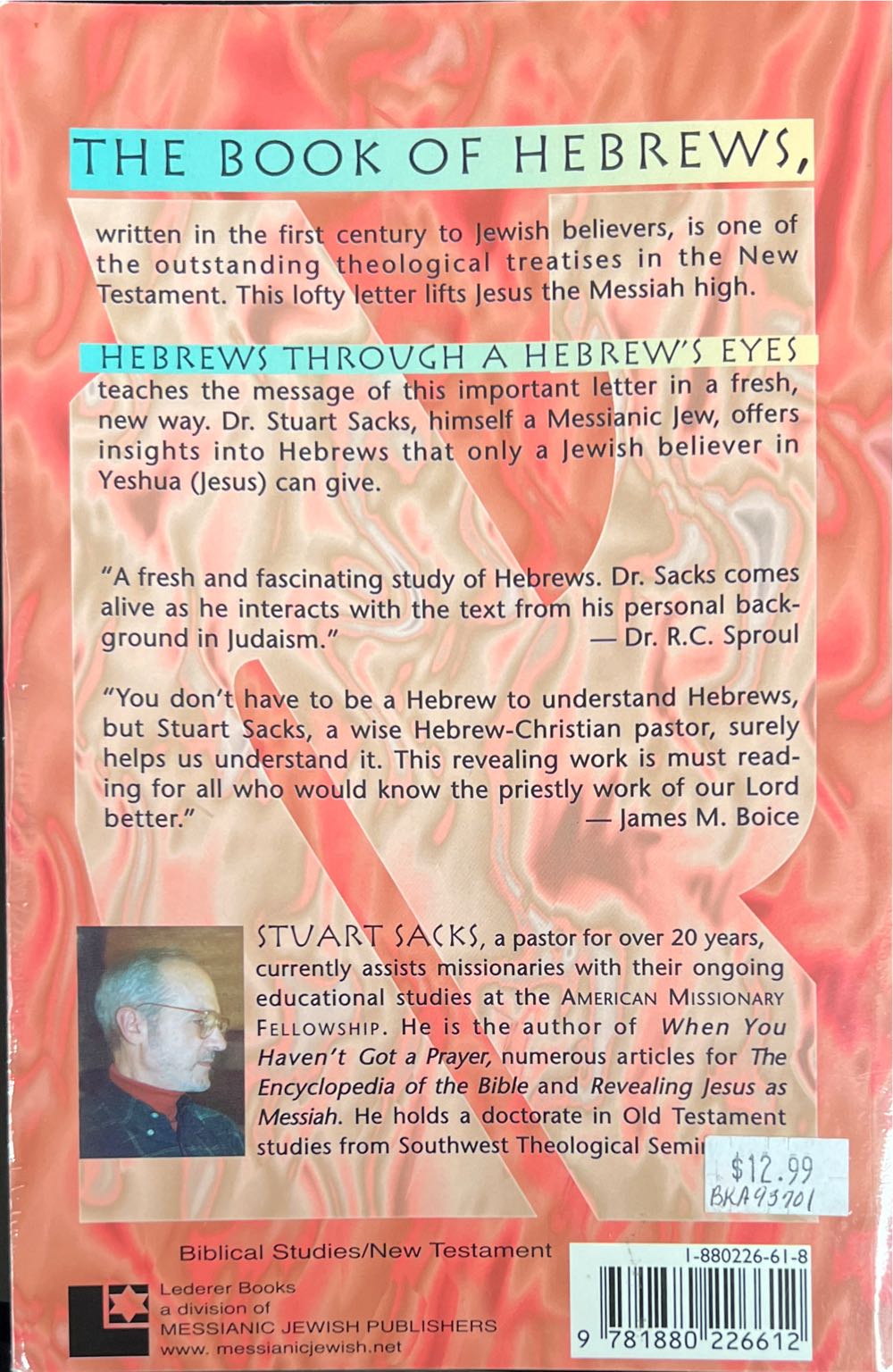 Hebrews Through a Hebrews Eyes: Hope in the Midst of a ... () - Stuart Sacks (Lederer Books - Paperback) book collectible [Barcode 9781880226612] - Main Image 2