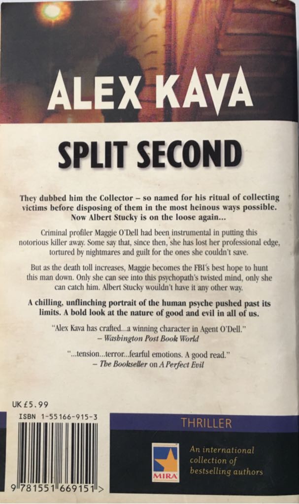 Split Second - Alex Kava (Mira Books - Paperback) book collectible [Barcode 9781551669151] - Main Image 2