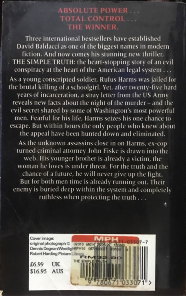 The Simple Truth - David Baldacci (Pocket Books - Paperback) book collectible [Barcode 9780671033071] - Main Image 2
