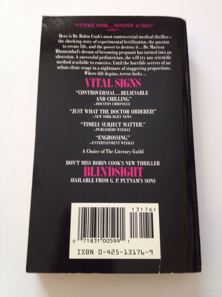 Vital Signs - Robin Cook (Berkley - Paperback) book collectible [Barcode 9780425131763] - Main Image 2