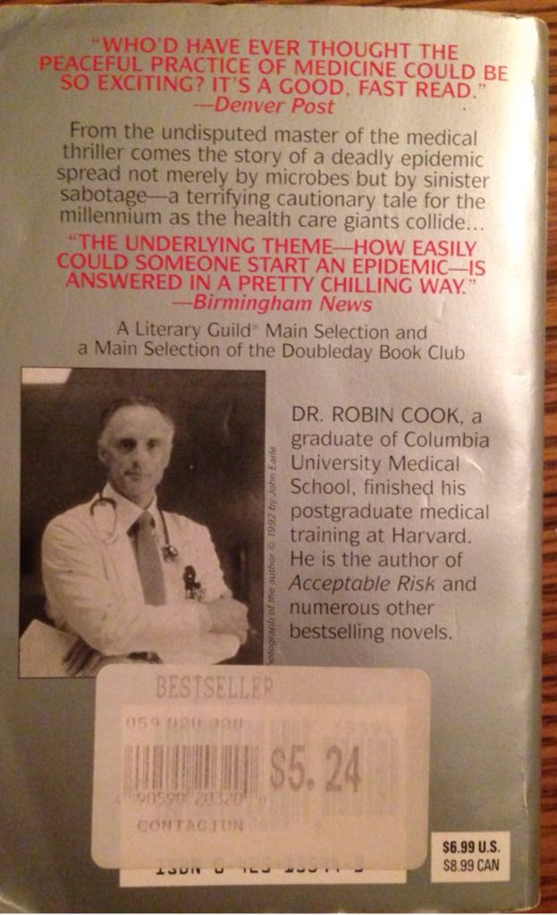 Contagion. - Robin Cook (Berkley - Paperback) book collectible [Barcode 9780425155943] - Main Image 2