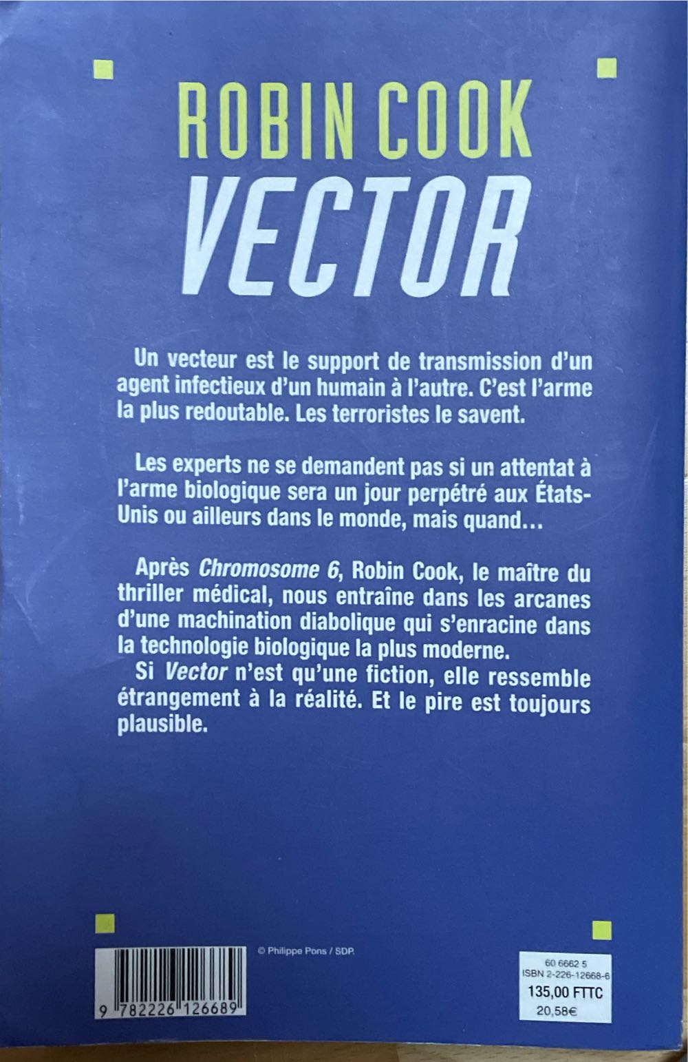 Vector - Robin Cook (Éditions Albin Michel) book collectible [Barcode 9782226126689] - Main Image 2