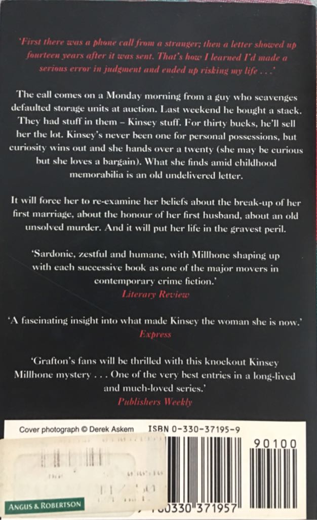 O Is for Outlaw - Sue Grafton (Pan Books - Paperback) book collectible [Barcode 9780330371957] - Main Image 2