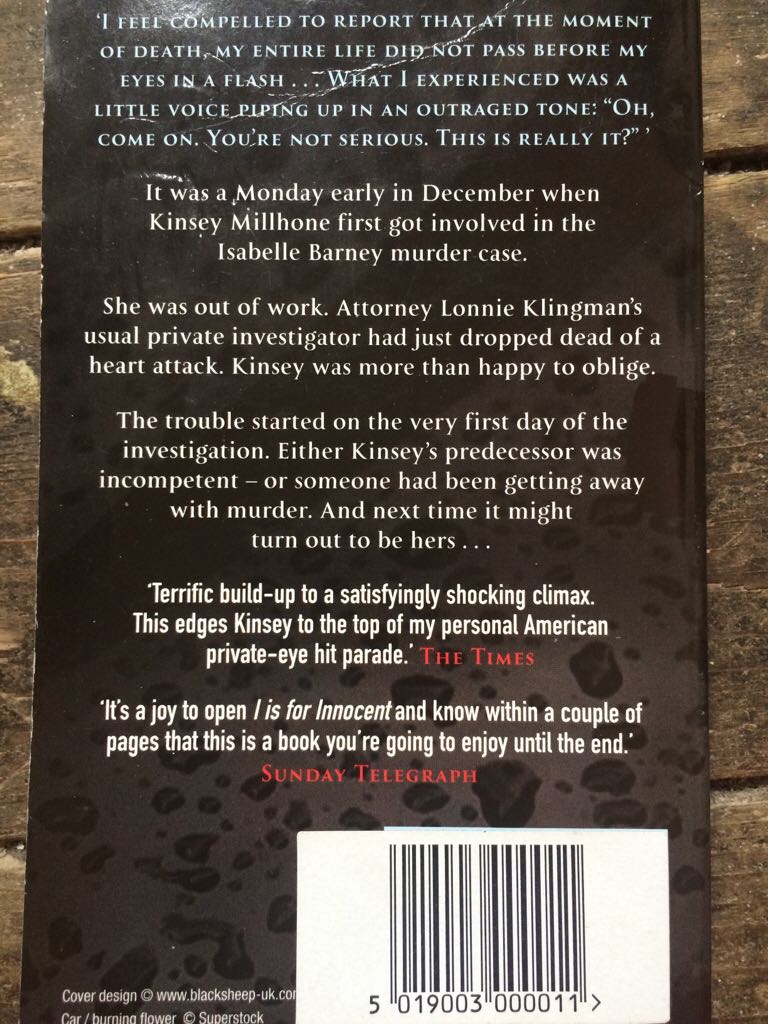 I Is for Innocent - Sue Grafton (Pan - Paperback) book collectible [Barcode 9780330455589] - Main Image 2
