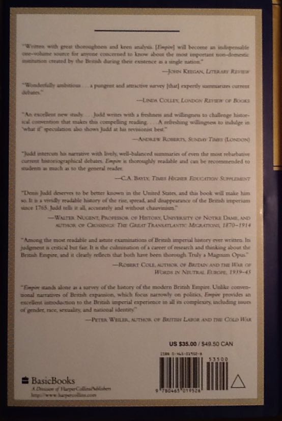 Empire: The British Imperial Experience from 1765 to the Present - Denis Judd (Basic Books - Hardcover) book collectible [Barcode 9780465019526] - Main Image 2
