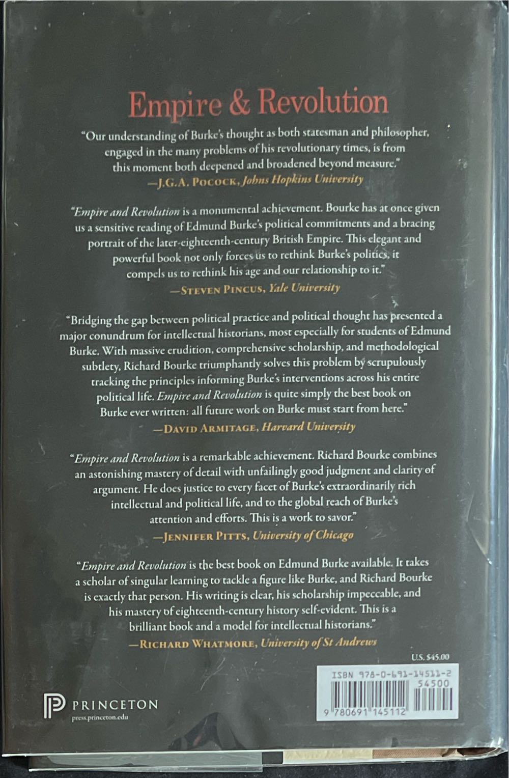 Empire & Revolution: The Political Life of Edmund Burke - Richard Bourke (Princeton University Press - Hardcover) book collectible [Barcode 9780691145112] - Main Image 2