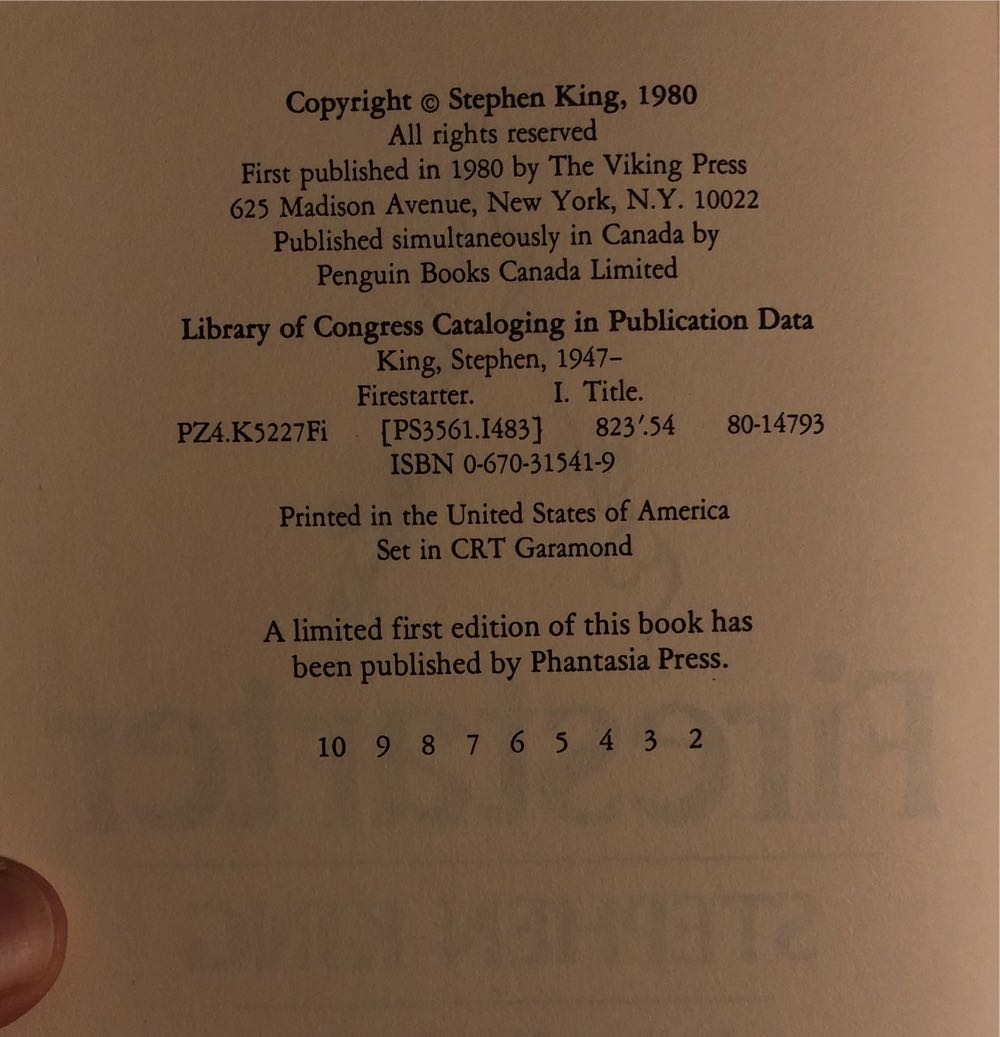 Firestarter - Stephen King (Viking - Hardcover) book collectible [Barcode 9780670315413] - Main Image 3