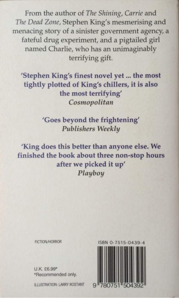 Firestarter - Stephen King (Berkley Books - Hardcover) book collectible [Barcode 9780751504392] - Main Image 2