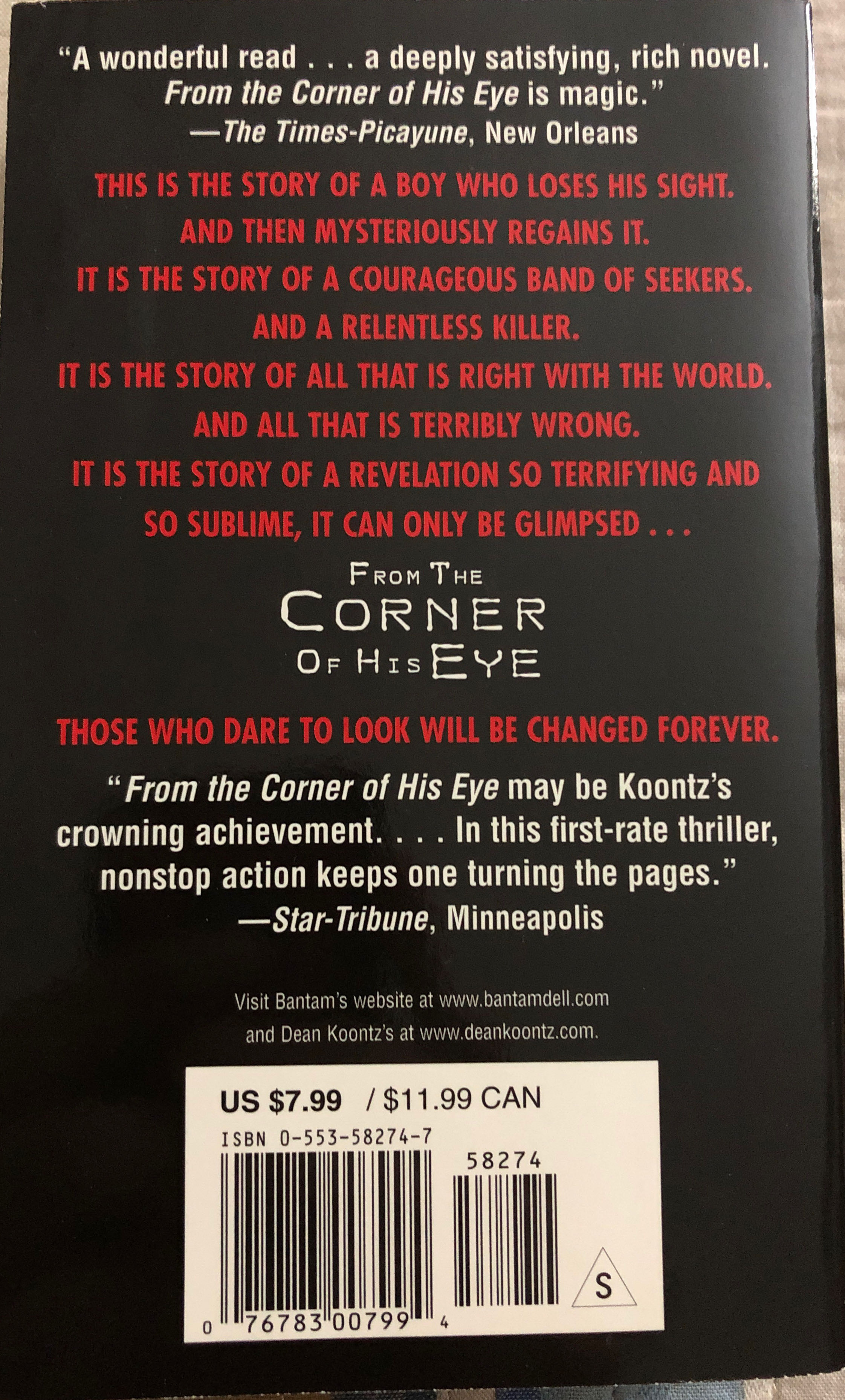 From the Corner of His Eye - Dean Koontz (Bantam - Paperback) book collectible [Barcode 9780553582741] - Main Image 2