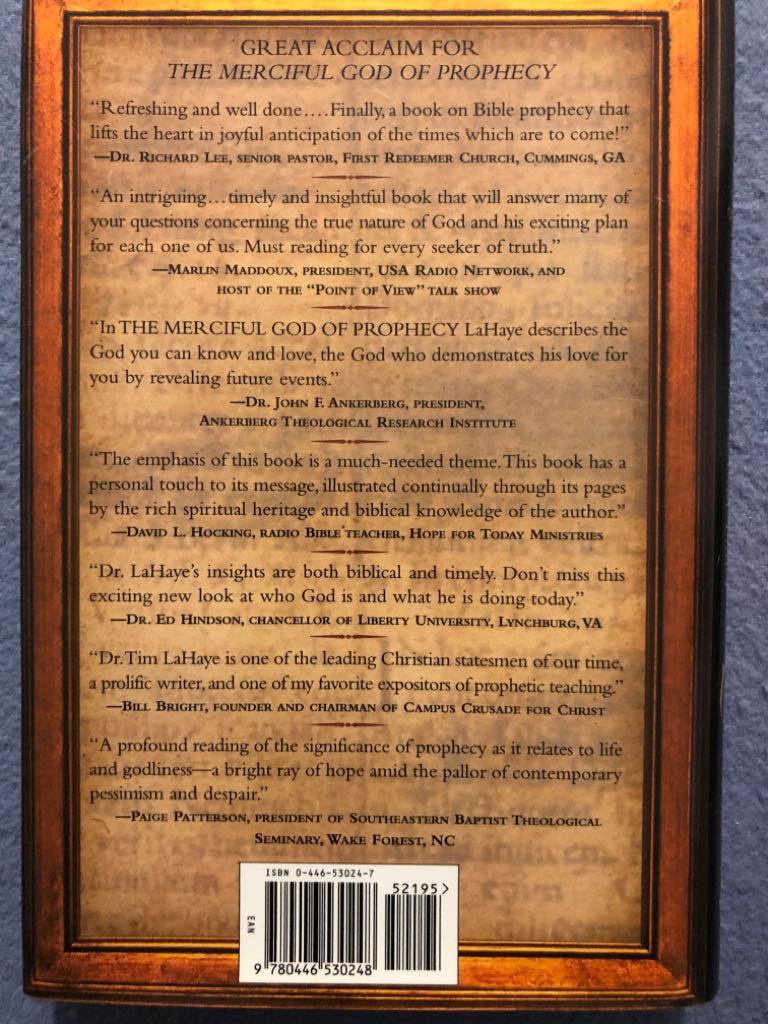 The Merciful God of Prophecy - Tim LaHaye (Warner Books - Hardcover) book collectible [Barcode 9780446530248] - Main Image 2
