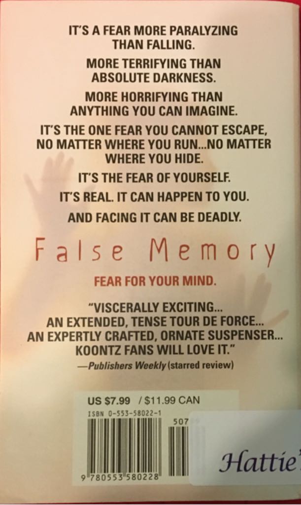 False Memory - Dean Koontz (Bantam - Paperback) book collectible [Barcode 9780553580228] - Main Image 2