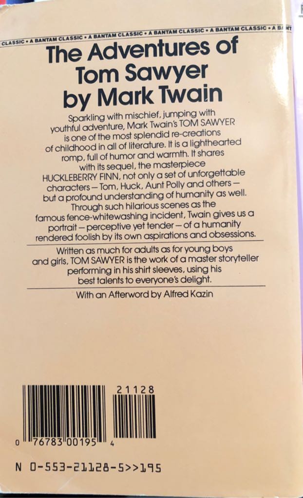 The Adventures of Tom Sawyer - Mark Twain (A Bantam Classic - Paperback) book collectible [Barcode 9780553210019] - Main Image 2