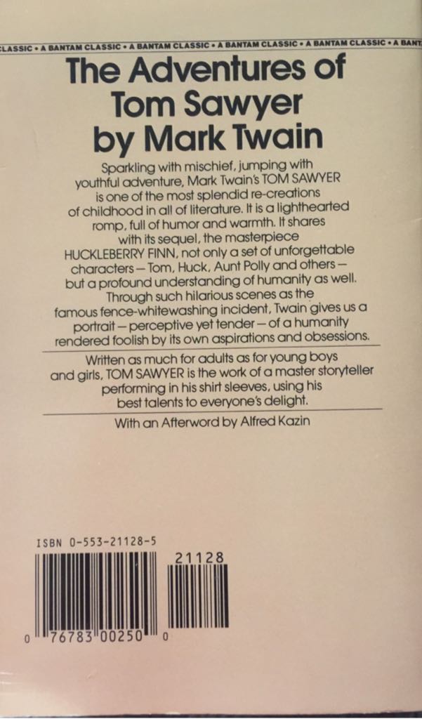 The Adventures of Tom Sawyer - Mark Twain (Bantam Classics - Paperback) book collectible [Barcode 9780553211283] - Main Image 2