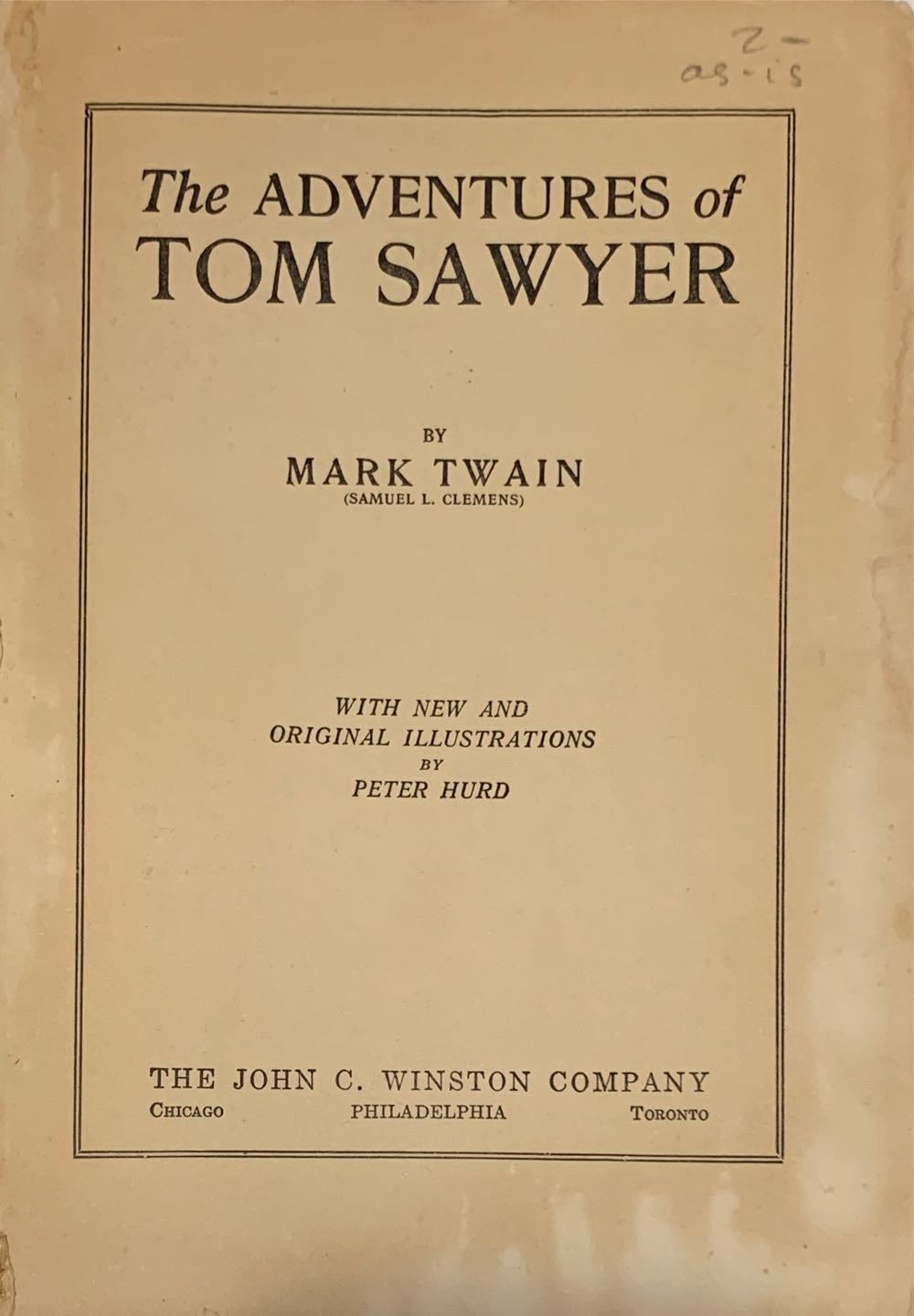The Adventures of Tom Sawyer - Mark Twain (The John C Winston Company - Hardcover) book collectible [Barcode 9780671419110] - Main Image 2