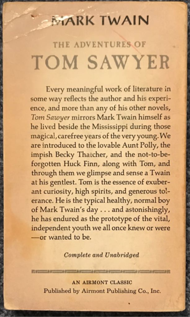 The Adventures of Tom Sawyer - Mark Twain (Airmont Classic Series - Paperback) book collectible [Barcode 9780804900065] - Main Image 2