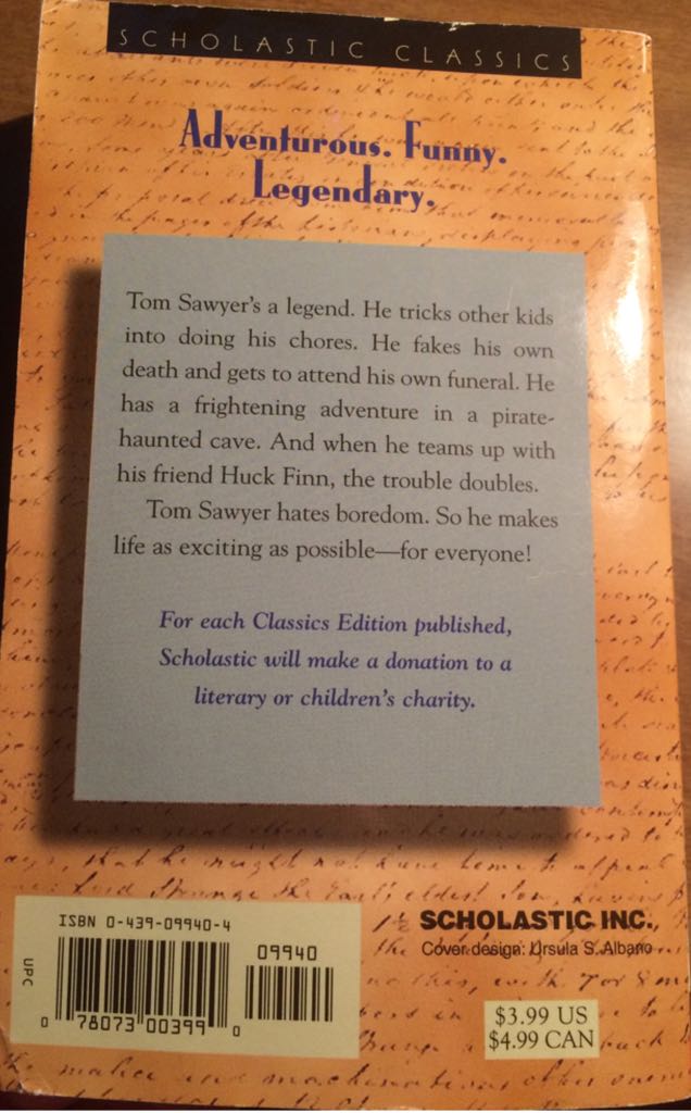 The Adventures of Tom Sawyer  (Scholastic Inc - Paperback) book collectible - Main Image 2
