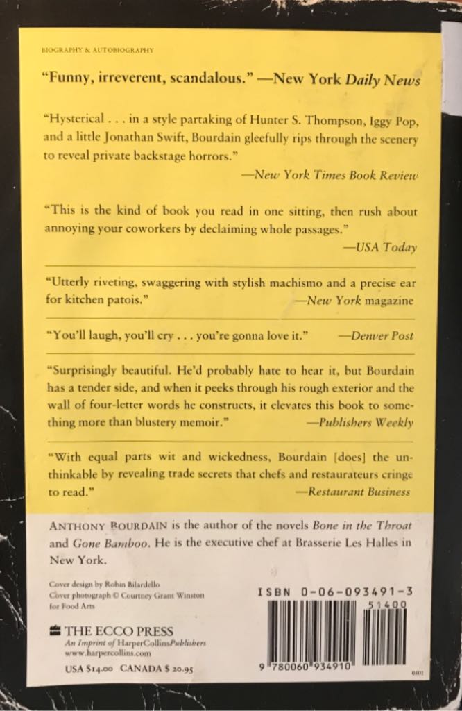 Kitchen Confidential - Anthony Bourdain (HarperCollins - Paperback) book collectible [Barcode 9780060934910] - Main Image 2