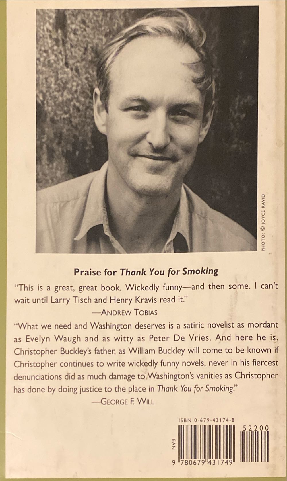 Thank You for Smoking - Christopher Buckley (Random House (NY) - Hardcover) book collectible [Barcode 9780679431749] - Main Image 2