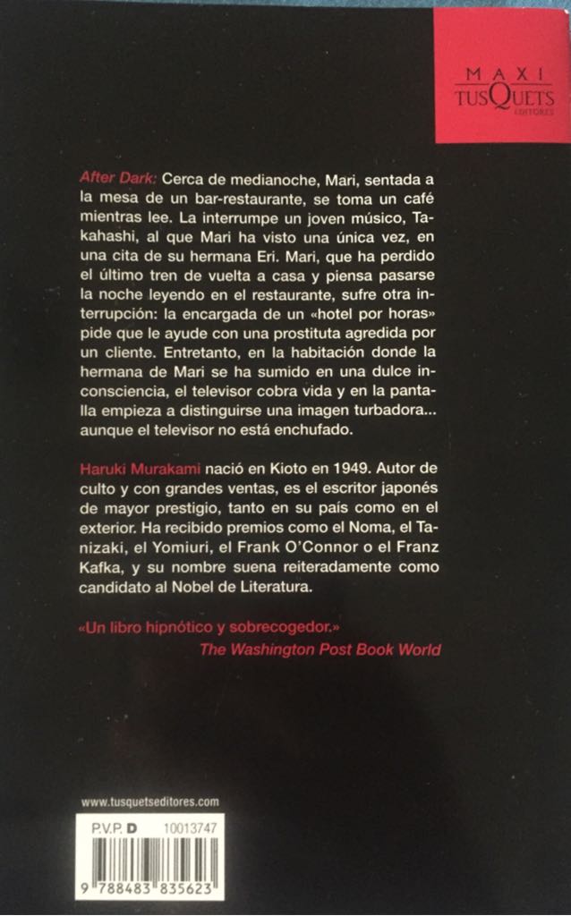 After Dark  (TusQuets) book collectible [Barcode 9788483835623] - Main Image 2