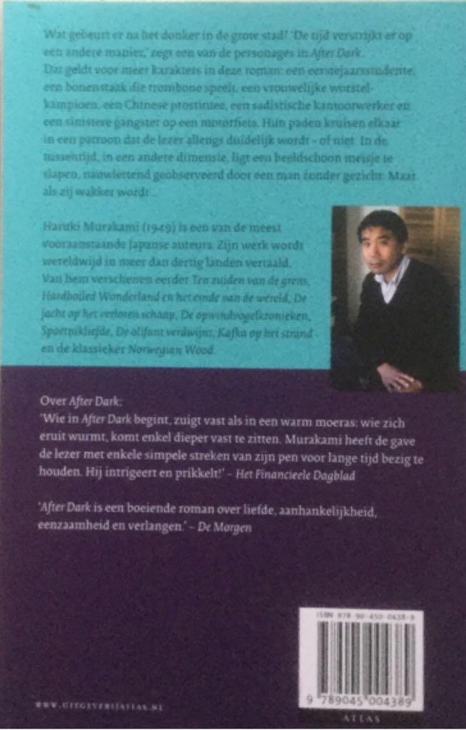 After Dark - Haruki Murakami (Uitgeverij Atlas) book collectible [Barcode 9789045004389] - Main Image 2