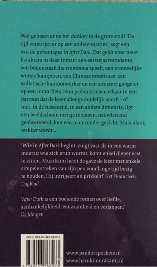 After Dark - Haruki Murakami (Pandora Pockets - Paperback) book collectible [Barcode 9789046766033] - Main Image 2
