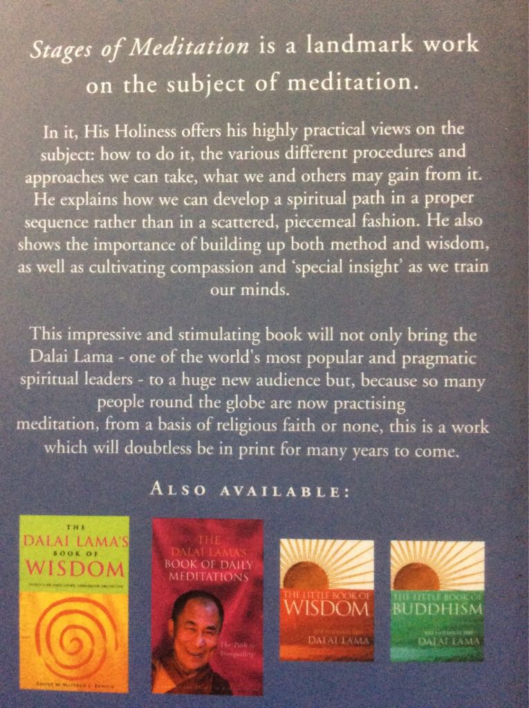 Stages of Meditation: Training the Mind for Wisdom - - His Holiness The Dalai Lama (Rider Books - Paperback) book collectible [Barcode 9780712629638] - Main Image 2